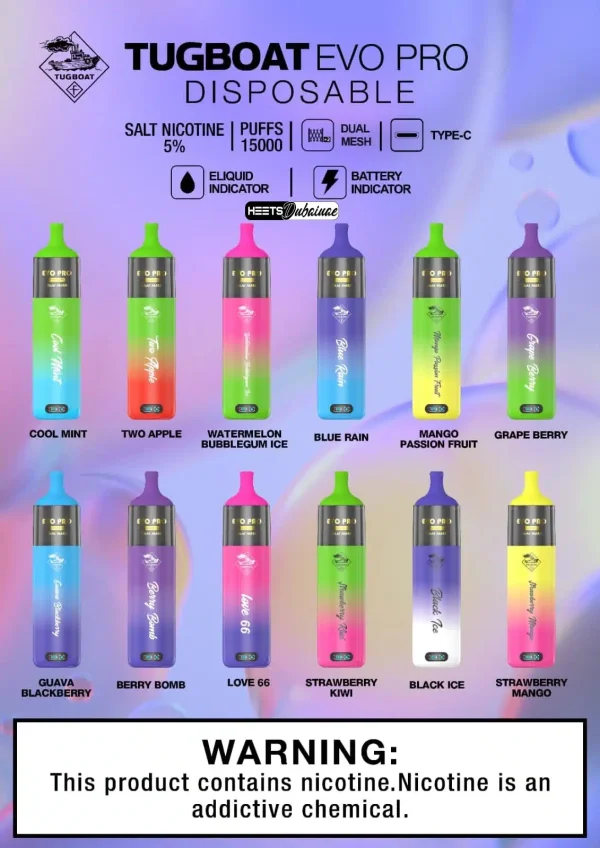 Tugboat EVO Pro 15000 Puffs Disposable Vape uae